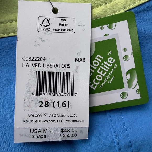 Volcom Boys Size 28 14 Colorblock Board Shorts Black Blue Swim Shorts NWT - Picture 4 of 6